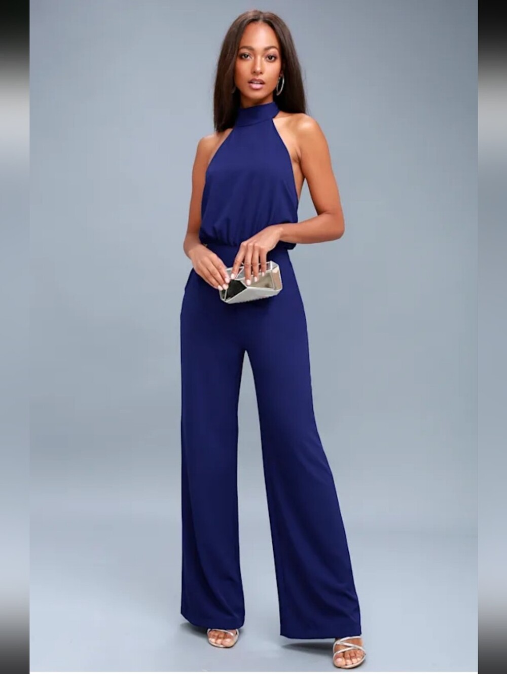 Lulus Moment For Life Royal Blue Halter Jumpsuit